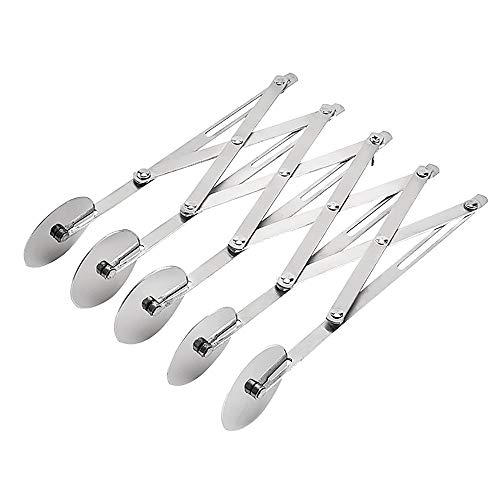 JDgoods 3/5/7-Wheel Pastry Cutter Stainless Steel Expandable Pizza Slicer Multi-Round Pastry Knife Baking Cutter Roller Cookie Dough Cutter Divider 5-Wheel One Size