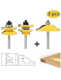 LETBE Juego de 3 brocas para enrutador, vástago de 1 2 pulgada redondo sobre el panel elevado, barra de puerta de gabinete y brocas para enrutador de estilo, cortador de madera para carpintería, herramienta de fresado de madera de carburo