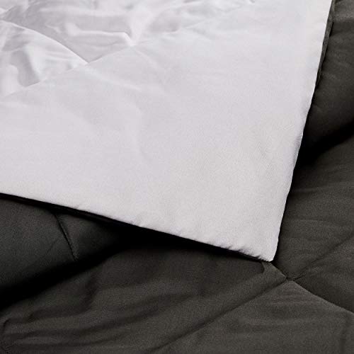 Amazon Basics Reversible, Lightweight Microfiber Comforter Blanket - Twin/Twin XL, Black / Grey