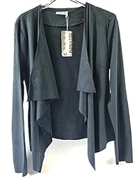 Blend 4 Thee - Cardigan de manga larga para mujer, ante sintético, aspecto chic, frente de drapeado