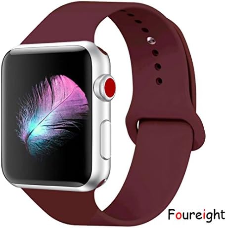 for Apple Watch Band, Foureight Durable Soft Silicone iWatch Strap Replacement Sport Band for Apple Watch Band Series 4 Series 3 Series 2 Series 1 Sport, Edition (Wine red, 40mm(38mm) S/M)