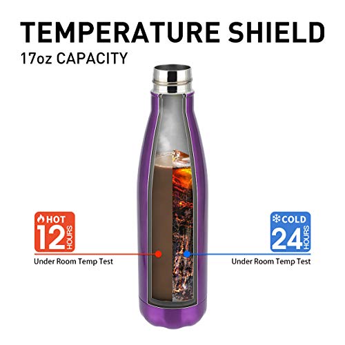 Water Bottle Stainless Steel Vacuum Insulated Double Walled Cola Shape Thermoses (Light Purple) - Thumbnail 3