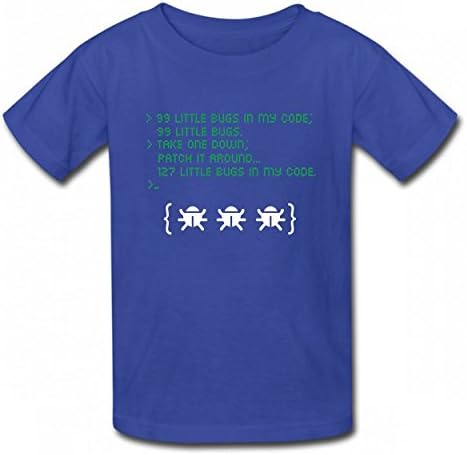 MDOUWoo Debugger Coding Hacker Tshirt Cotton Tops Boy Girl Tee Royal Blue