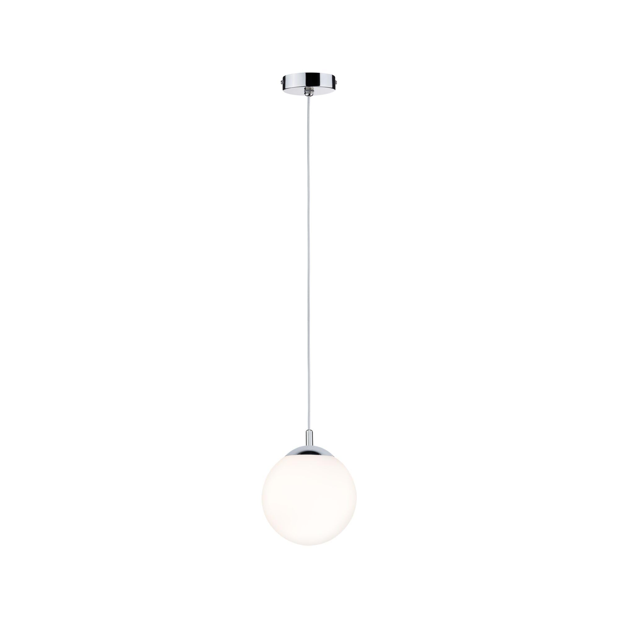 Paulmann 70895 Pendant luminaire Globe Round max. 20 watts Pendant lamp IP44 Splash-Water Protected Satin, Chrome Ceiling lamp E27