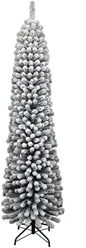 KING OF CHRISTMAS 8 Foot Prince Flock Artificial Pencil Slim Tree Unlit