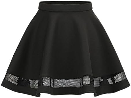 Bueaty Women Elastic Waistline Black Parachute Skirt Hollow Out High Waisted Mini Skirts/WS029
