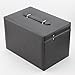 Black Jewelry Box Case Lockable Mirrored Storage Organizer Faux Leather and Beige Velvet