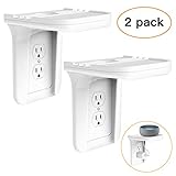 Wall Outlet Shelf Holder Charging Socket Power Perch Organizer, [up to 15lbs] [Easy Install] with Standard Vertical Outlet, Space Saving Solution for Echo/Google Home/Cell Phone/Smart Speaker(2 Pack)