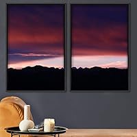 2 Piece Framed Canvas Wall Art Sunset in The Mountains Canvas Prints Home Artwork Decoration for Living Room,Bedroom - 16