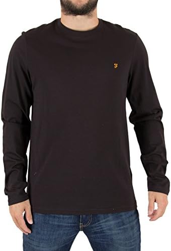 Farah Vintage Men's Denny Slim Longsleeved Logo T-Shirt, Black, Large