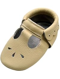 iEvolve Baby Leather Shoes Soft First Walker Shoes Crib Shoes Moccasins for Toddlers(Beige Sandal, 6-12 Months)