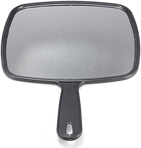 Hand-Held Hair Dressing Salon Barbers Hairdressers Paddle Mirror Tool with Handle Black Make Up Hairdressing Hair Tools
