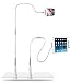 Miuko Clamp Mount Tablet Stand Adjustable for iPad and iPhone,360°Rotating Aluminum Gooseneck Stand Swivel Universal Lazy Holder for Bed or Desk(White)