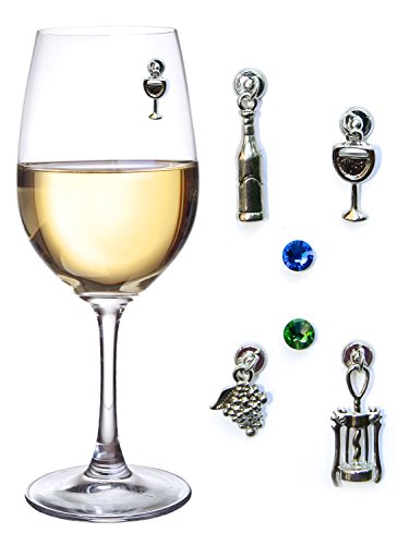 Elegant Magnetic Markers & Wine Charm Tags for Stemless Glasses, Beer Mugs, Champagne Flutes and More â€“ Set of 6 Identifiers