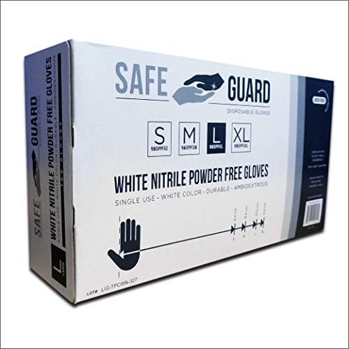 SAFE GUARD Nitrile Gloves, Powder Free, Disposable Gloves, White Color