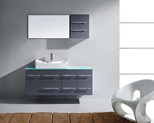 Virtu MS-430-G-GR Ceanna Single Bathroom Vanity Cabinet Set, 55", Grey