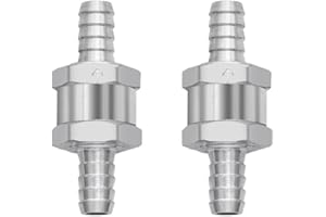 BesNPT Aluminum 1/4" Barb Fuel Check Valve One Way Inline Non Return Diesel Gasoline 6mm OD (Pack of 2)