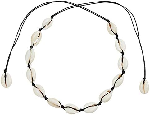 SUNSCSC Handmade Summer Beach Shell Conch White Velvet Rope Choker Necklace Adjustable Conch Shell Necklace Jewelry