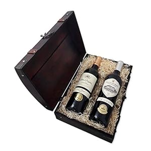Geschenk-Schatztruhe mit französischen Weinen, 2 x 0,75 l Rotwein, prämiert mit Goldmedaille,