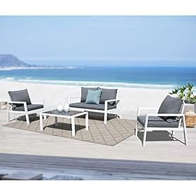 Soleil Jardin 4-Piece Aluminum Outdoor Patio Furniture, Patio Conversation Sofa Set with Removable Cushions, Tempered… 41u4rrvLOmL