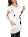 Allegra K Lady Round Neck Short Sleeve Cat Prints Loose Tunic Top White XS