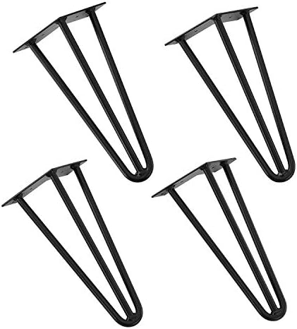 Wifond Set of 4 12" Black Metal Heavy Duty Hairpin Legs, 3/8" Solid Bar, Triple Weld Steel Construction, Industrial Modern Design, for Home Improvement DIY Coffee Table TV Stand Sofa Side Table