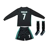 2015/2016 REAL MADRID #7 RONALDO KIDS AWAY NAVY LONG SLEEVE SOCCER JERSEY & SHORTS YOUTH SIZES (XXL (Ages 12-13))