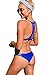 CUPSHE Women's Floral Printing Triangle Splicing Bikini Set (Large, Blue)