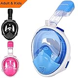 moyeeka Full Face Snorkel Mask Kids & Adult, Foldable 180° Easy Breathe and GoPro Compatible with Anti-Fog & Anti-Leak