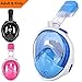 moyeeka Full Face Snorkel Mask Kids & Adult, Foldable 180° Easy Breathe and GoPro Compatible with Anti-Fog & Anti-Leak Universal Size Upgrade