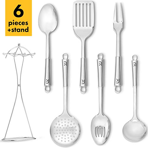 Klee 6-Piece Stainless Steel Kitchen Utensil Set with Holder - Thumbnail 7