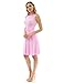 PattyBoutik Women Keyhole Back A-Line Dress (Pink and White 20 Small)
