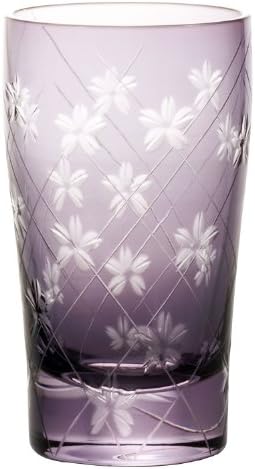 Aderia F-35706 Flower Kiriko Cherry Blossom Lattice, Open Tumbler, Blue Purple