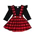 KONIGHT Baby Outfits Girl Long Sleeve T-Shirt Ruffle Top Overalls Strap Dress Clothes Set Plaid Skirt Winter