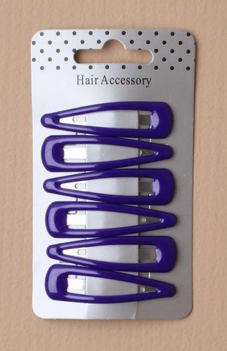 Card of 6 Purple Hair Bendie Clips Grips Hair Clip