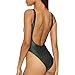 Dixperfect Women's Retro 80s/90s Inspired High Cut Low Back One Piece Swimwear Bathing Suits (L, Army Green)
