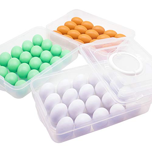 HANSGO Egg Holder, 3-Layer Deviled Egg Tray with Lid Egg Carrier Box Dispenser Container with Handle for 60 Eggs