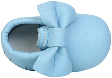 DESDEMONA Bow PU Leather Baby Boy Girl Infant Toddler Pre-walker Crib Shoes (S(4.72inches),Royal blue)