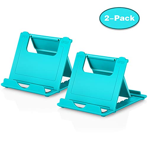 Cell Phone Stand Multi-Angle,【2 Pack】 Tablet Stand Universal Smartphones for Holder Tablets(6-10"), e-Reader, Compatible Phone XS/XR/8/8 Plus/7/7 Plus, Galaxy S8/S7/Note 8, Mini, Pixel(Blue)