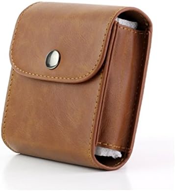 JXE Retro Vintage PU Leather Button Storage Bag Pouch Photo Case For Fujifilm Instax Spuare SQ10 Camera Films (with Back Buckle to Attach on Strap) - Brown