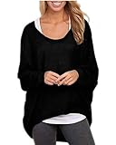 Yidarton Womens Summer Casual Shirts Oversized Baggy Off-Shoulder Long Sleeve Tops