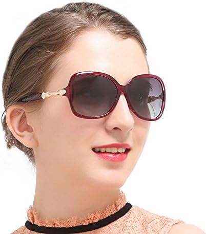 Women's Sunglasses Fashion Unique Large Frame Wear Comfortable Polarized Uv Protection for Various Occasions (Wine red, Default image color)