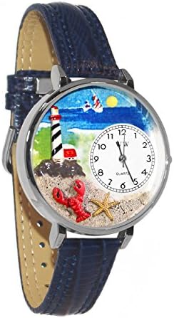 Women's Lighthouse 3D Watch | Gold or Silver Finish Large or Small | Unique Fun Novelty | Handmade in USA | Leather Watch Band