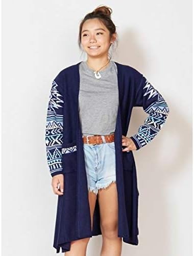 Amazon チャイハネ Cayhane Kahiko オルテガ柄ニットロングカーディガン ネイビー F カーディガン ボレロ 通販