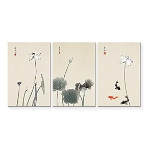 Wall26-3 Panel Canvas Wall Art- Simple and Elegant Lotus -Giclee Painting Wall Bedroom Living Room Home Decoration - 16"x24" x 3 Panels