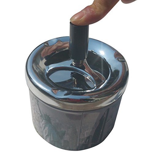 Coralpearl Smokeless Metal Tin Push Down Ashtray for Cigarettes Cigars