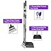 Niubya Poop Scooper for Dogs, Tray and Rake Set with Adjustable Long Handle Metal for Pet Waste Removal, 2 Pack, Black