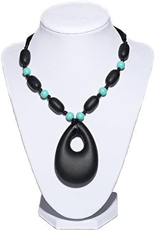 Stylish Silicone Teething Necklace for Mom &amp; Baby Won’t Pull Hair Safety Knots BPA Free(Black)-From Snuggle Bunny Beads