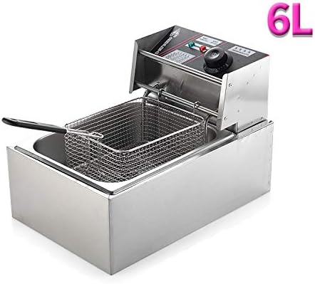 Deep Fat Fryer, 6L Stainless Steel Frying Catering Kitchen Machine Deep Fat Fryer with Temperature Control and Basket