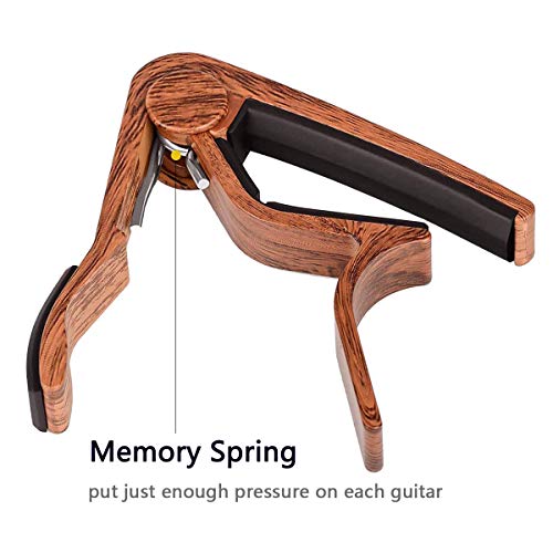 Guitar Capo for Acoustic Guitar and Electric Guitars - Quick Change Clamp Capo for Ukulele and Banjo, Rosewood Color - Thumbnail 3